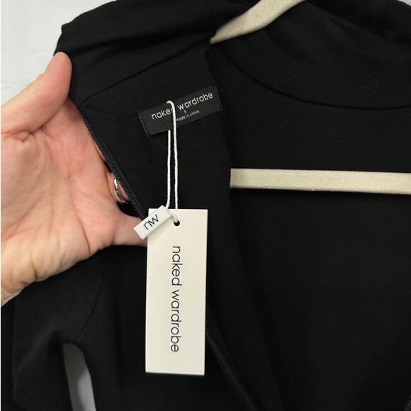 NWT Naked Wardrobe NW Sculpt Black Mock Neck Long Sleeve Jumpsuit Small - Picture 9 of 13